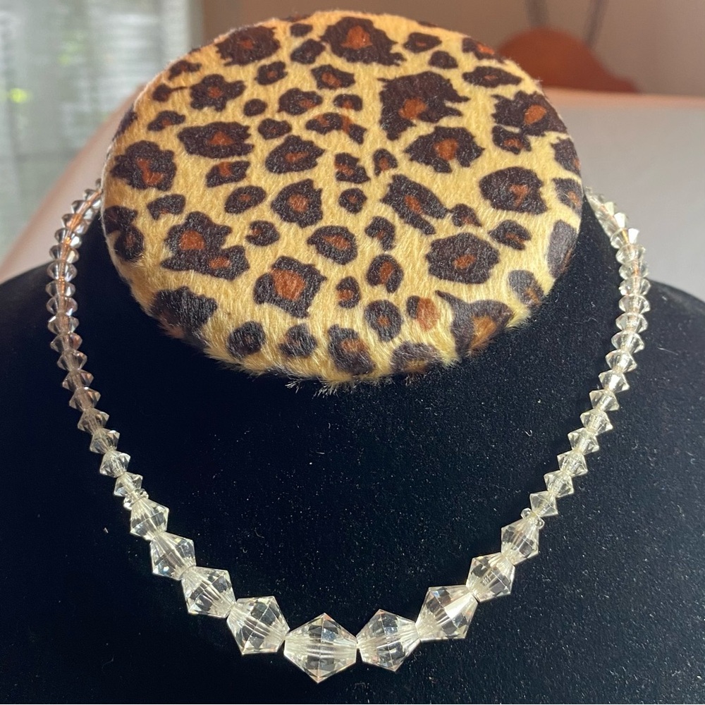 Vintage 13 3/4” crystal necklace. Not signed.